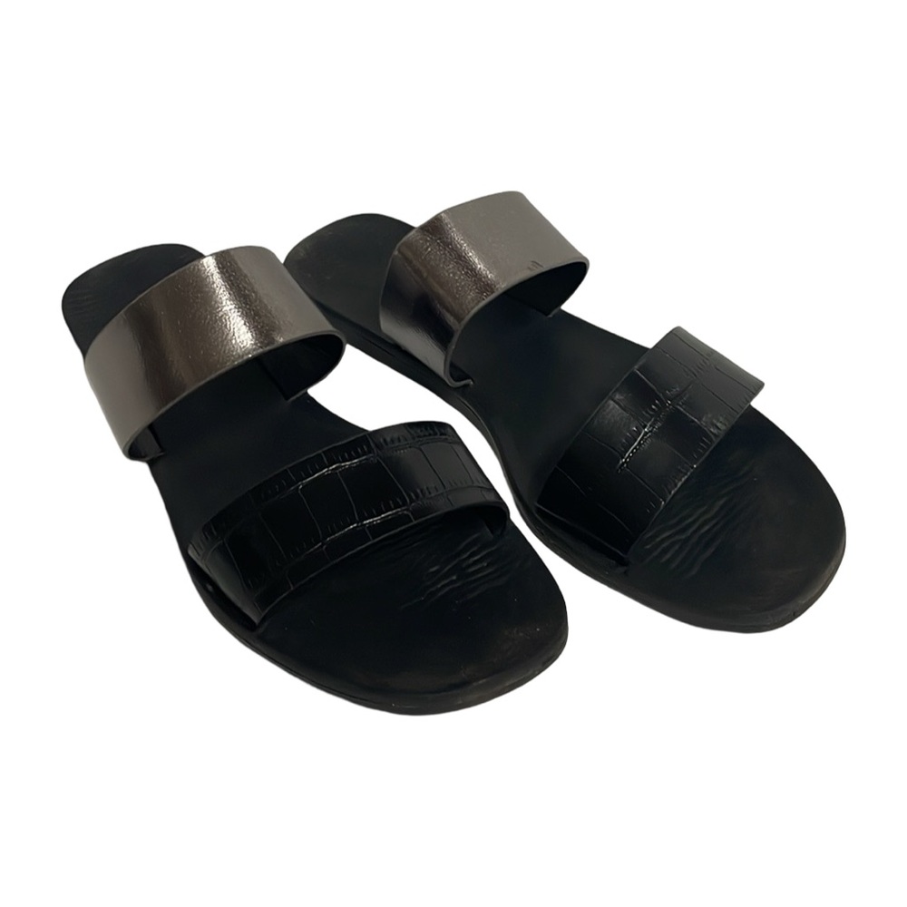 Bamboo Sandals W/ Original Box - Black & Chrome - Size 8